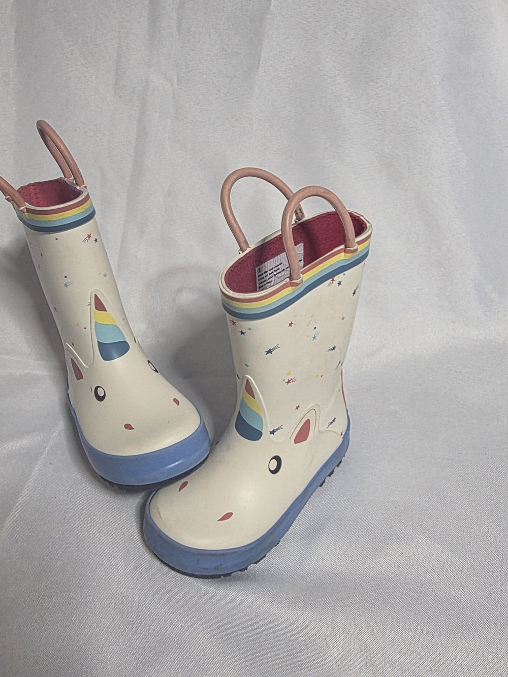 Cat & Jack Kids Unicorn Rain Boots - Cream with Blue Trim